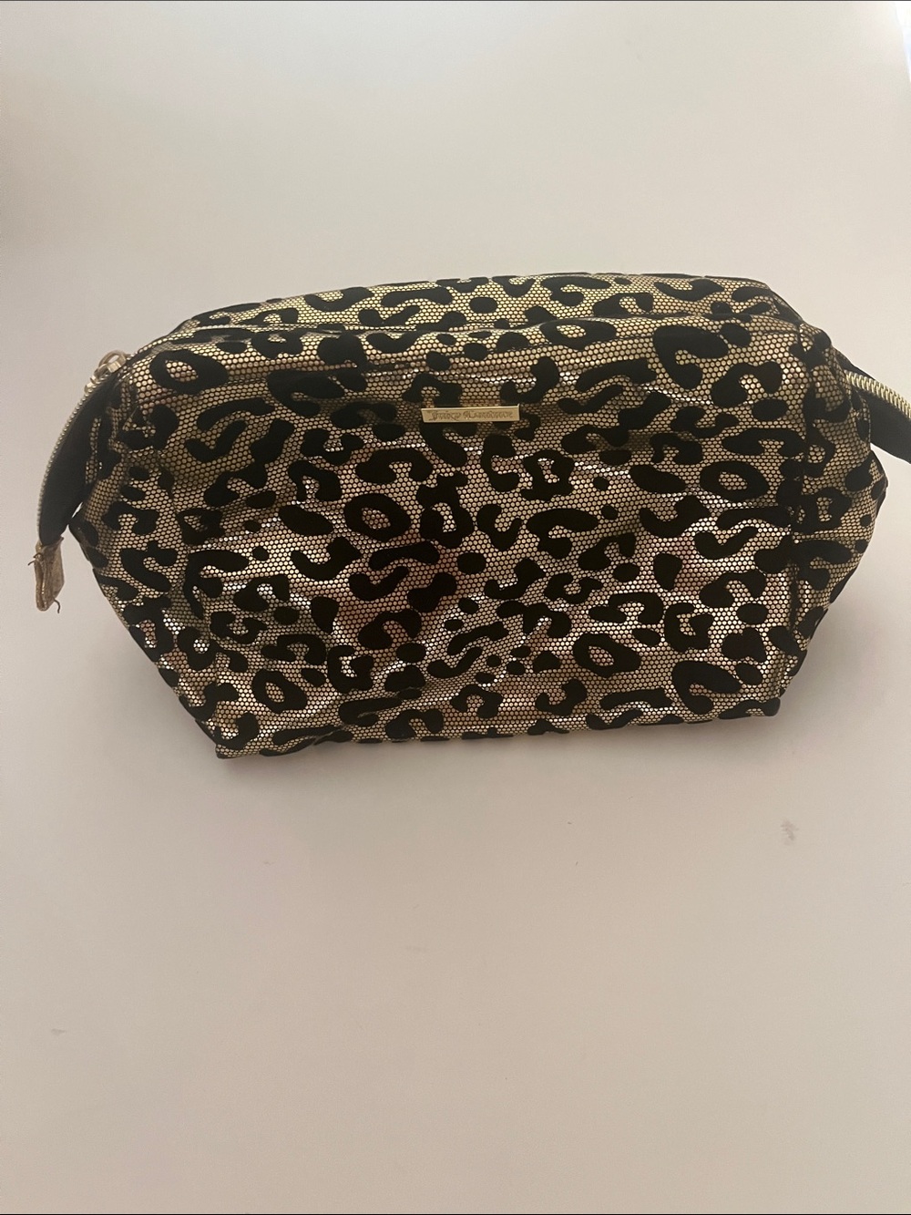 Juicy Couture Gold and Black Leopard Print Cosmetic Pouch
